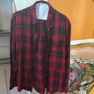 Red & Black Plaid Flannel Shirt – Size L (46-48) – 100% Cotton